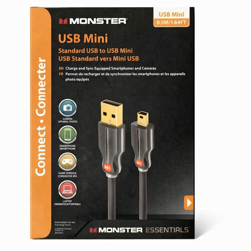 Lot of 3 Monster USB Mini High-Spe USB to USB Mini Connecter NEW Boxed